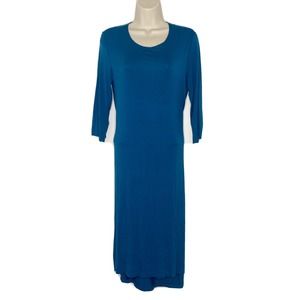 The Frock Nyc Women’s Basic Stretch Teal Short Sleeve Tie Dress Sz Small L3